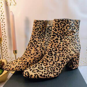 HALOGEN HAALEXA-P LEOPARD CALF HAIR ANKLE BOOTS - Women's 11M